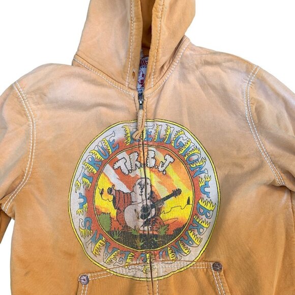 VINTAGE True Religion Hoodie Sweater XL Sunburst Buddha - Picture 7 of 7